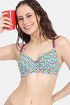 Rosaline Padded Wired Medium Coverage T-Shirt Bra - Dawn Blue — thumbnail 1